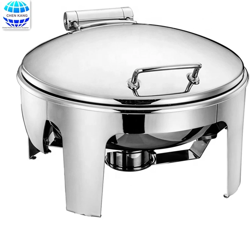 4l Hydraulic Chafing Dish Round Induction Soup Buffer Dish With Glass