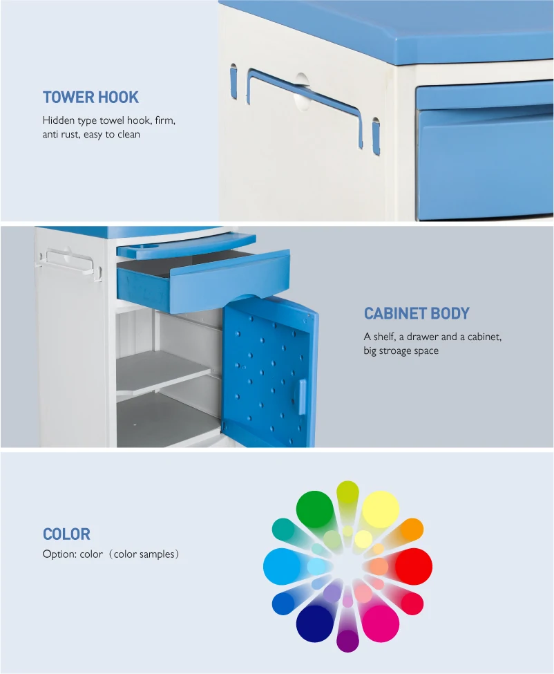 Sks002 Abs Plastic Medical Storage Nightstand Hospital Bedside Locker