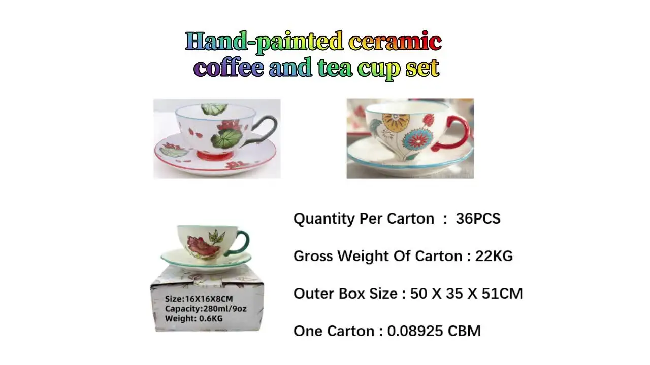 Luxury 9oz New Bone China Cup and Disc Set Under Glazed Hand Painted  Ceramic Coffee Cup Flower Mug for Afternoon Tea