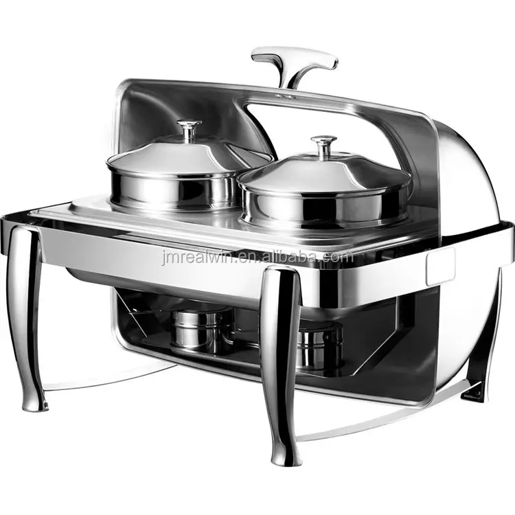 Commercial Buffet Chafer Dish Electric Heater 9l Roll Top Glass Lid