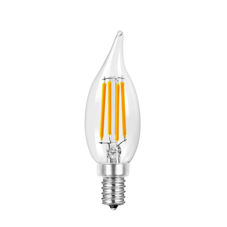 Retro Filament LED E12 Candelabra Flame Tip Light Bulb C32 CA10 Clear LED Dimmable Classic 6W 110V Bulb