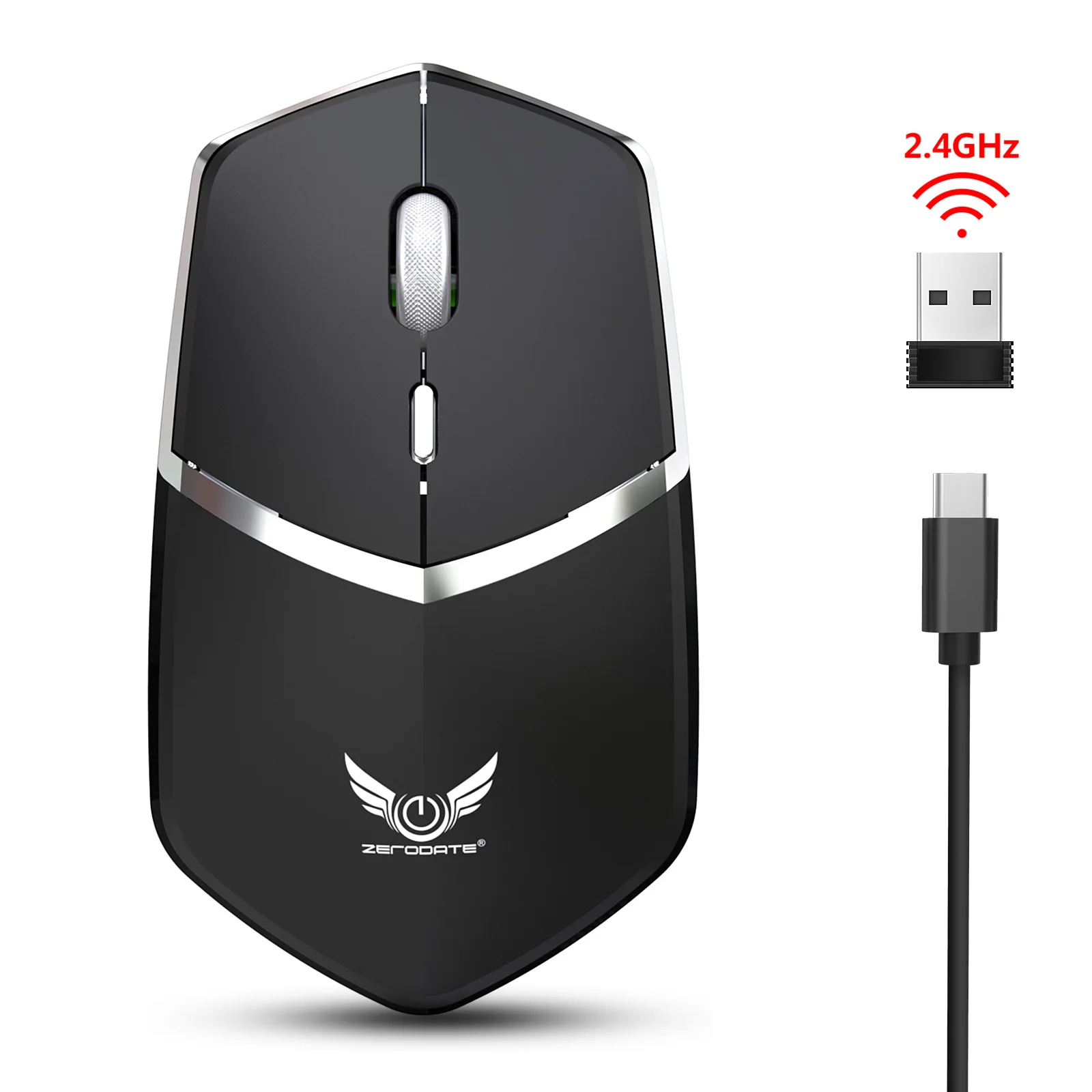 Dual Mode Ergonomic Rechargeable Silent 2.4GHz Wireless USB RGB Backlit ...