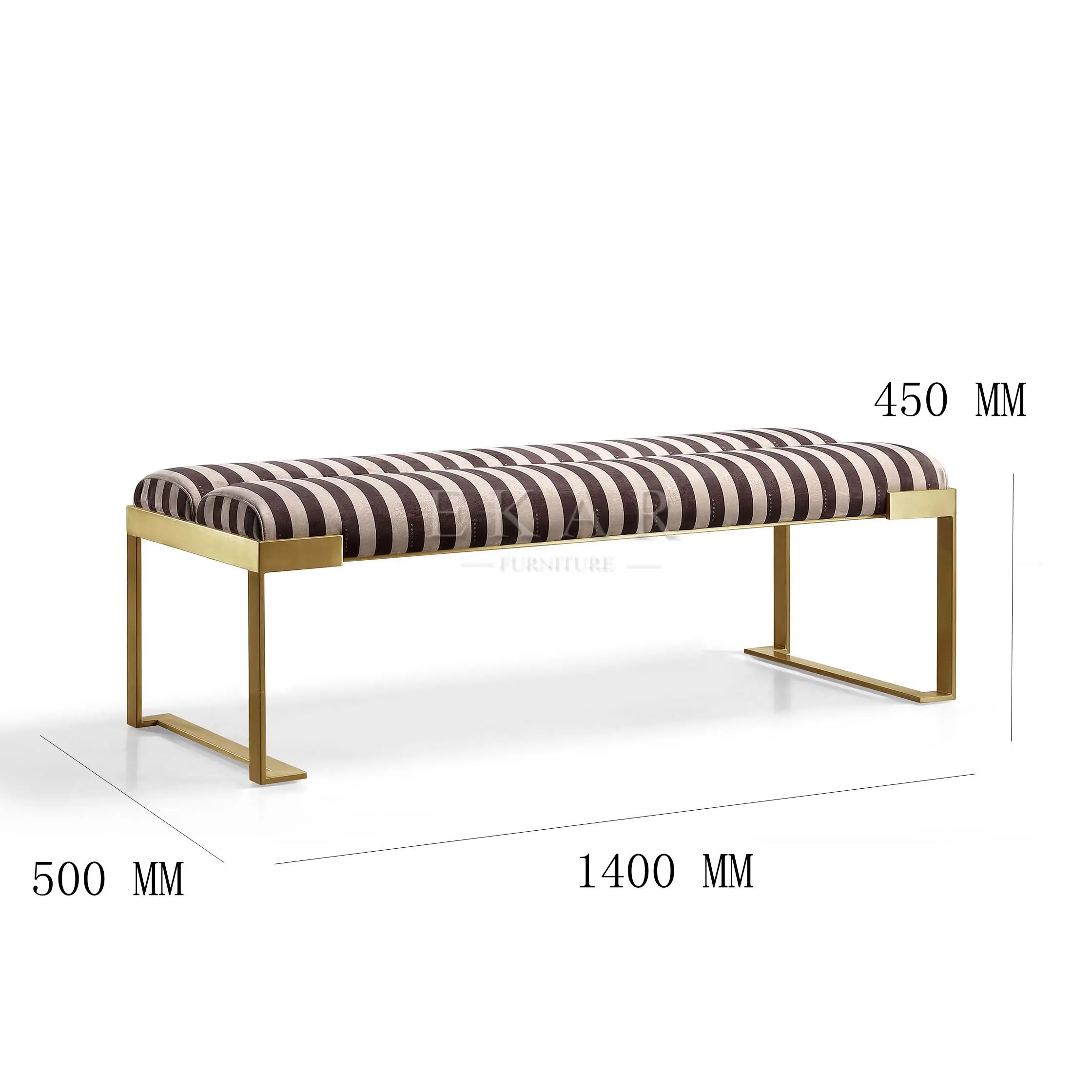 product modern luxury stainless steel leg fabric or leather bed end stool bedroom seat bench ottoman bed stool chair-64