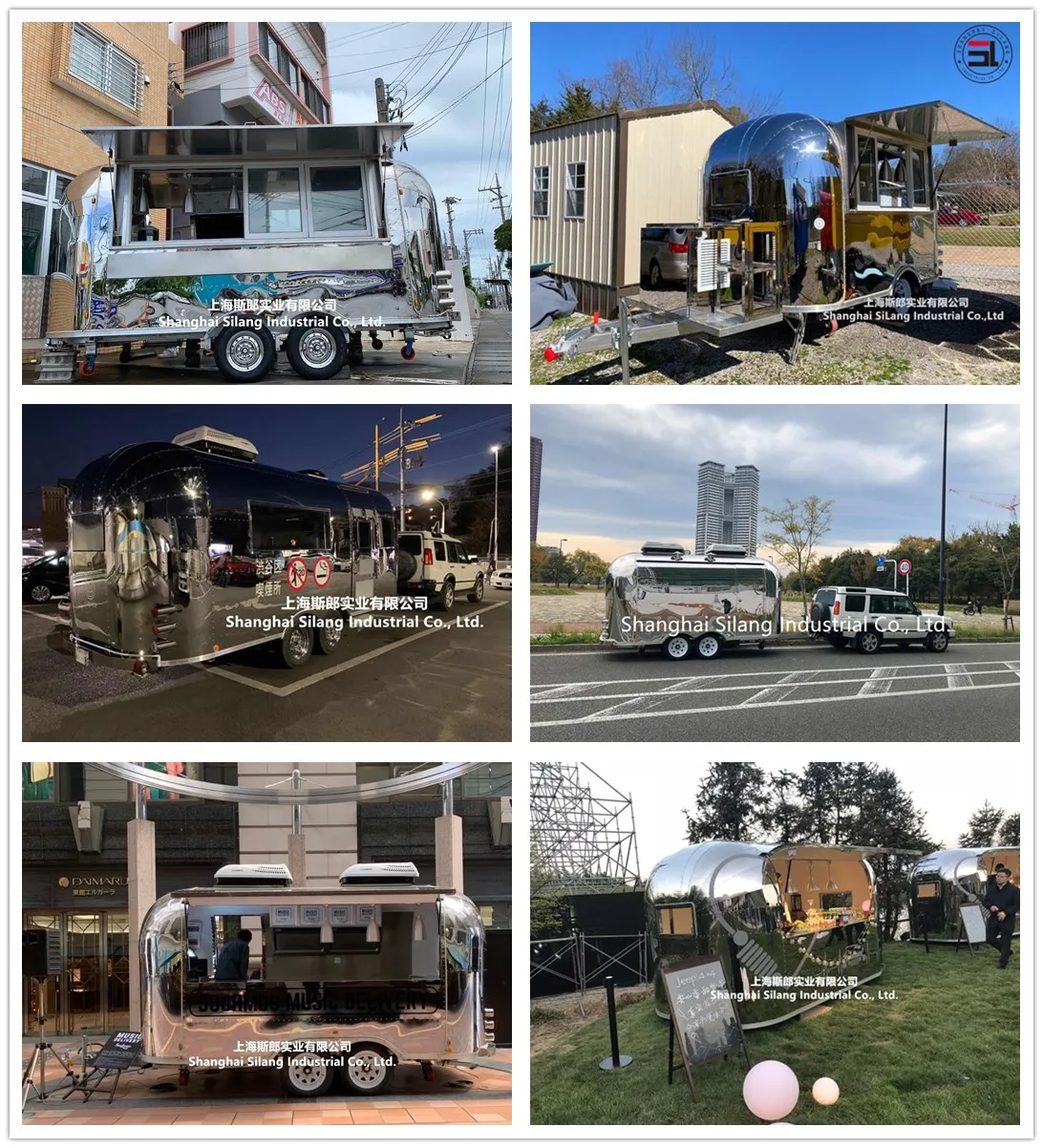 Airstream food cart camping mobile kitchen in sale/ waffle pizza ice cream bread street fast food trailer food truck in sale manufacture