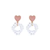 de98040 New Arrival Imitation Pearl Heart Shape Hollow Earrings For Women Korean Style Bead Earrings Wedding Party Earrings