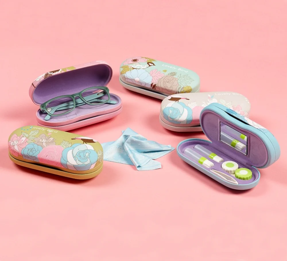 New Design 2 Layers Eyeglass Case Double Lens Case Contact Lens And