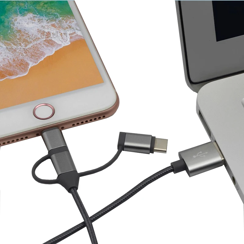 TRANGJAN MFi cable 3 in 1 type-c+micro muti-charger usb data cable for iphone 12 light ning cable