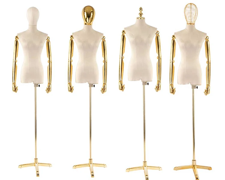 High End Fabric Cover Half Body Female Gold Mannequins - Buy Half Body ...