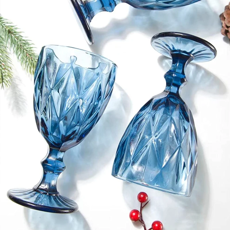 A set selling of 6 unique wine glasses.