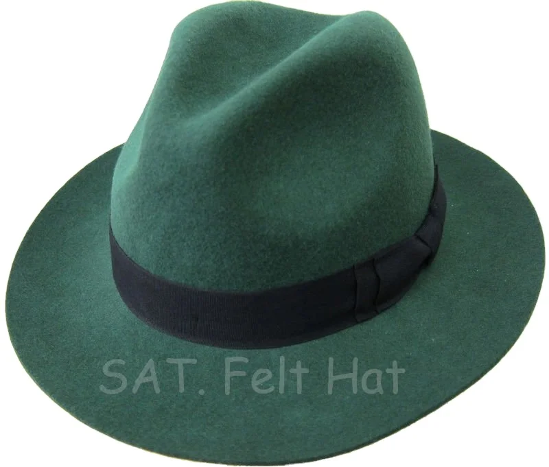 100% Wool Felt Wide Brim Fedora Hat 