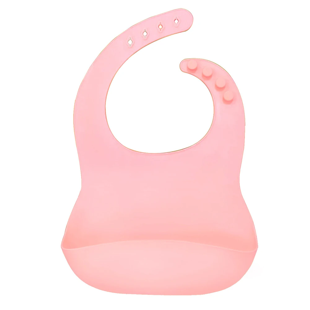 LinLin Solid Color Baby Silicone Waterproof Bib with Pockets Feeding Saliva Towel Apron Designed with A deep and Wide Crumb Catcher