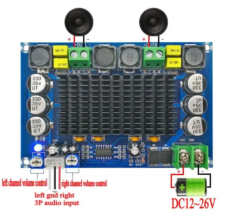 2*120w Xh-m543 Tap3116d2 Digital Class D Amplifier Module Board - Buy 