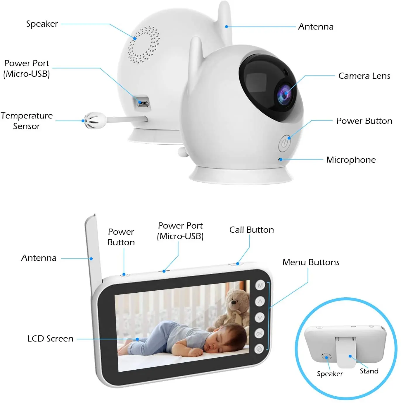 4.3inch Screen Baby Monitor Camera 2way Talk Back Wireless Baby Monitoring Camera Night Vision