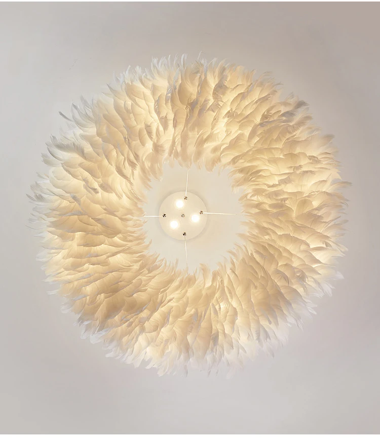 Nordic lamps ins wind bedroom lamp simple creative personality living room lighting room restaurant KOL feather chandelier