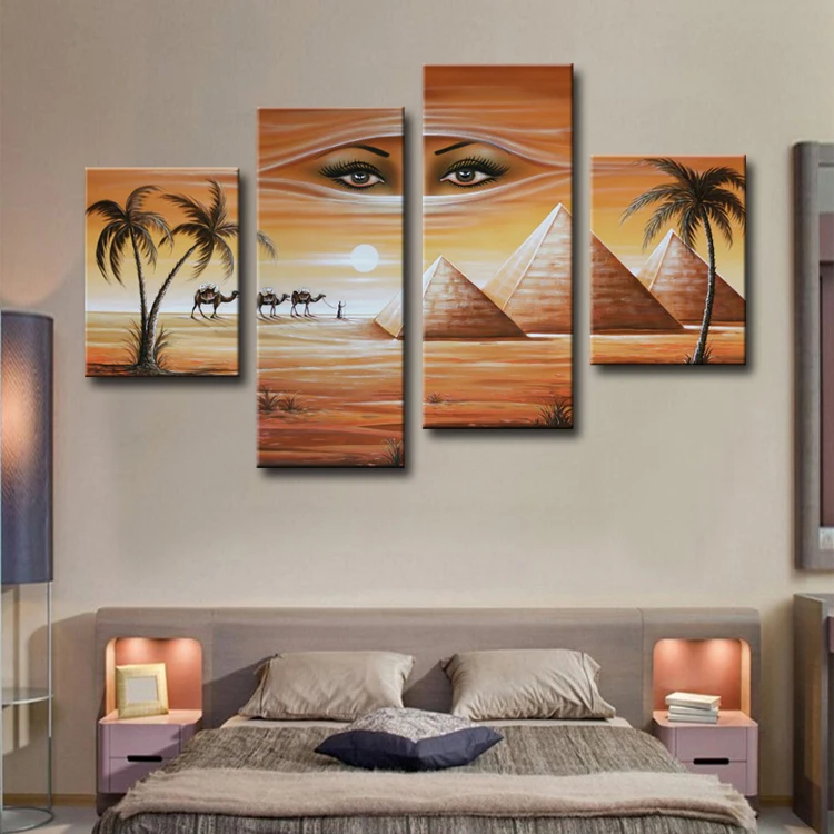 美丽的群体抽象埃及金字塔树油画在画布上