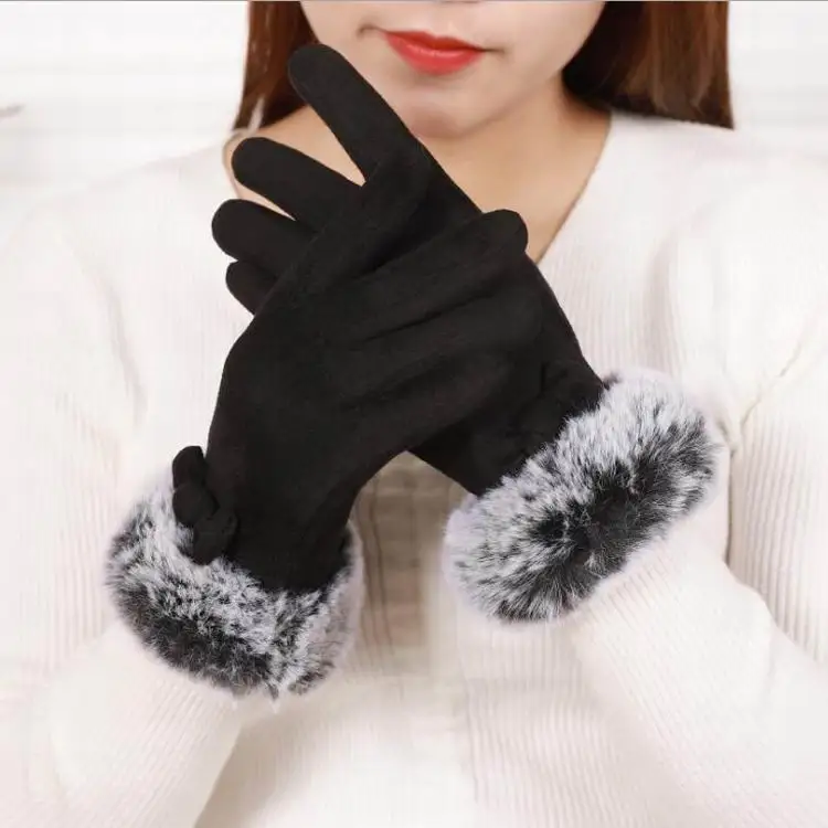 2020 Amazon Hot Sales Winter Woman Fashion Warm Touch Screen Outdoor Activity Cycling Running Sports Gloves With Soft Velvet