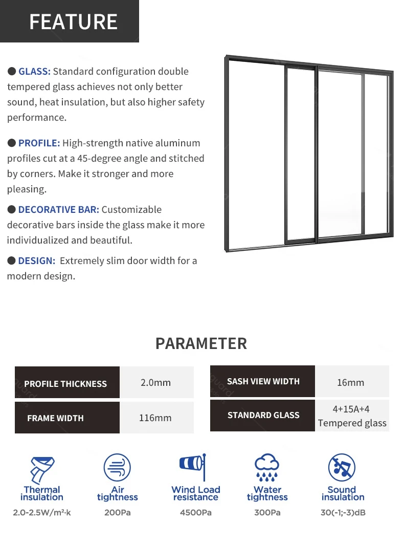 Aluminium Glass Used Sliding Glass Doors Sale / Used Exterior Doors For