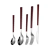 Tableware Inox Amazon Hot Stainless Steel Silverware Flatware with Wooden Handle, Restaurant Steak Knife Fork Spoon Cutlery Set