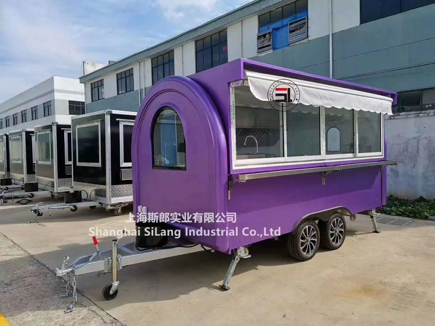 Purple customized high quality hot sale food trailer/ waffle pizza ice cream machine pizza hot dog camper food truck food cart factory