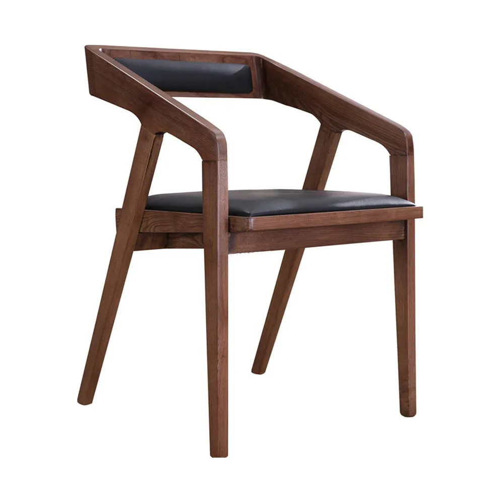 product wholesale discount walnut color solid wood black nordic teak wood minimalist dining room furniture dining chair-59