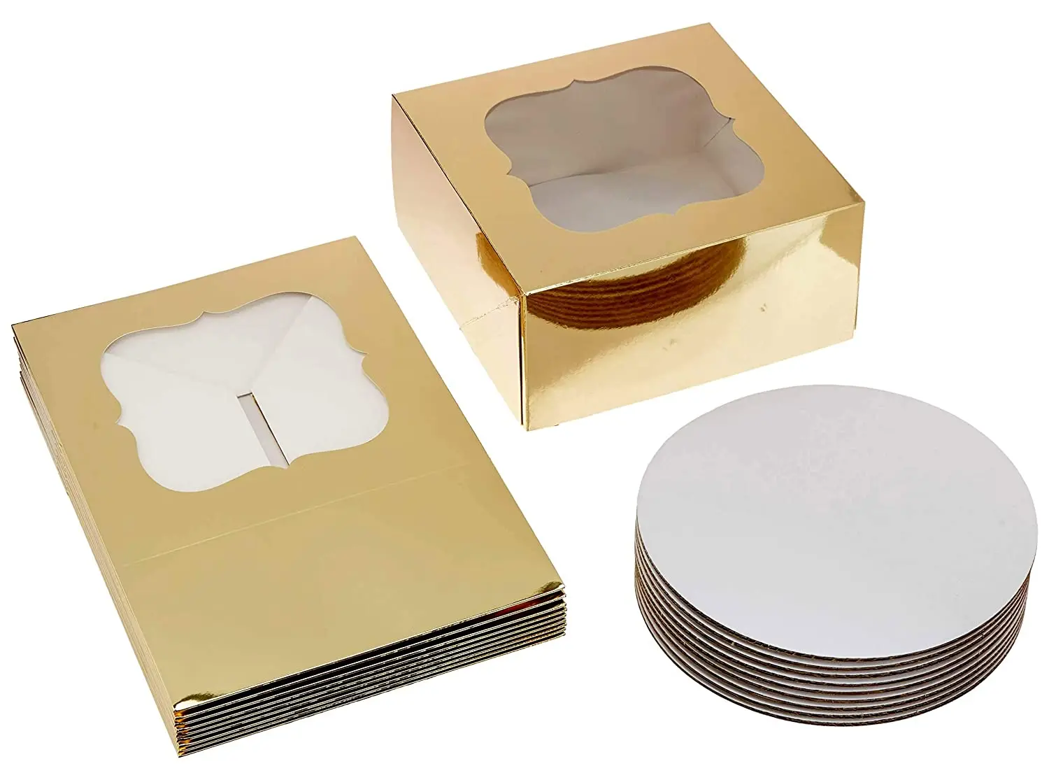 Square cake boards and boxes