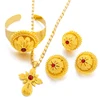 Ethlyn Red Stone Big Ethiopian Plated Women Jewelry Sets with Ethiopian Handmade Chain Jewelry Sets Eritrea Items S182