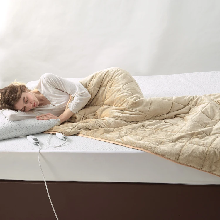 Weighted Blanket Beige Flannel Weighted Blanket With Heating Function