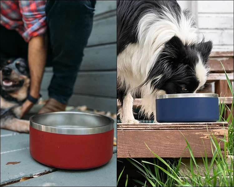 Custom Powder Coated Dog Bowl 64oz Stainless Steel Insulated Dog Eating