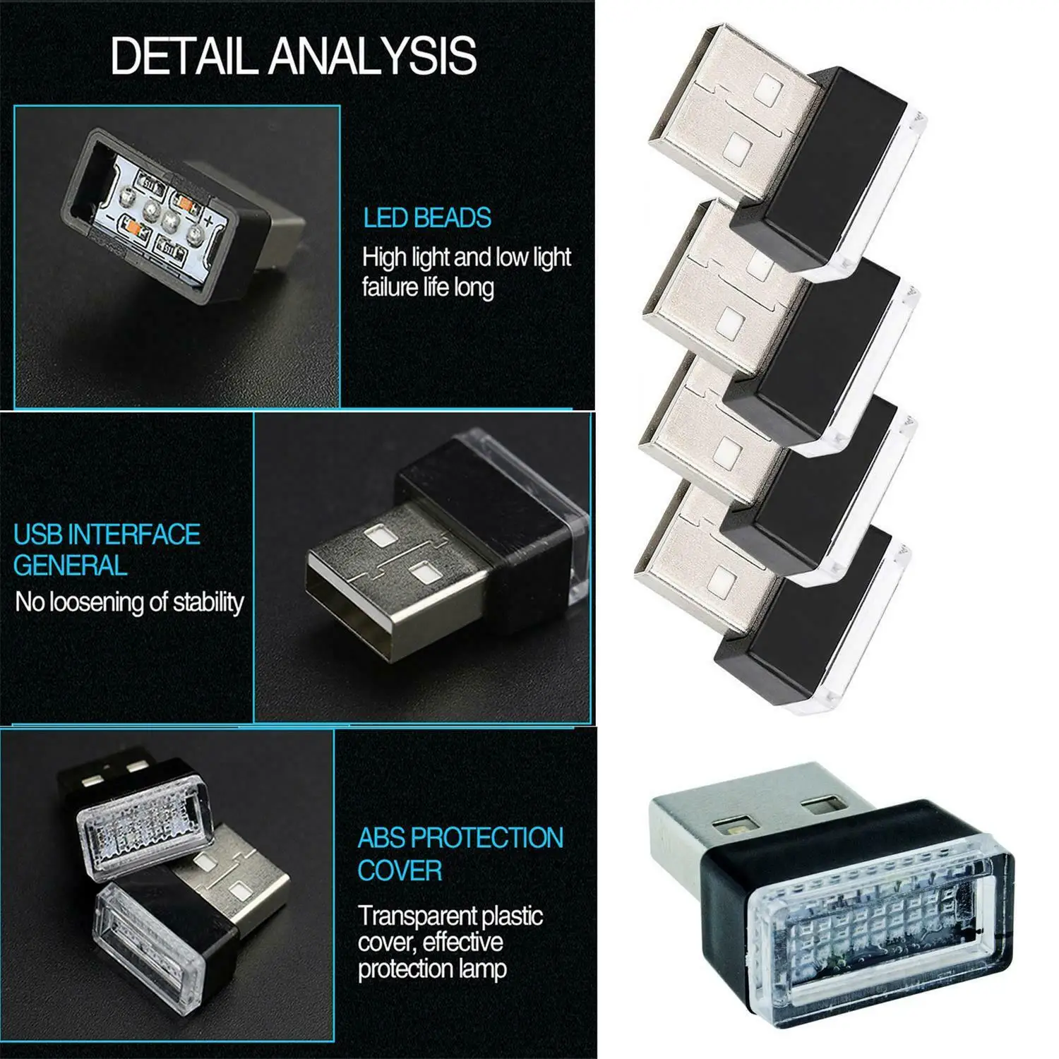 Universal Led Ambient Light Usb Car Atmosphere Light Mini Auto Interior