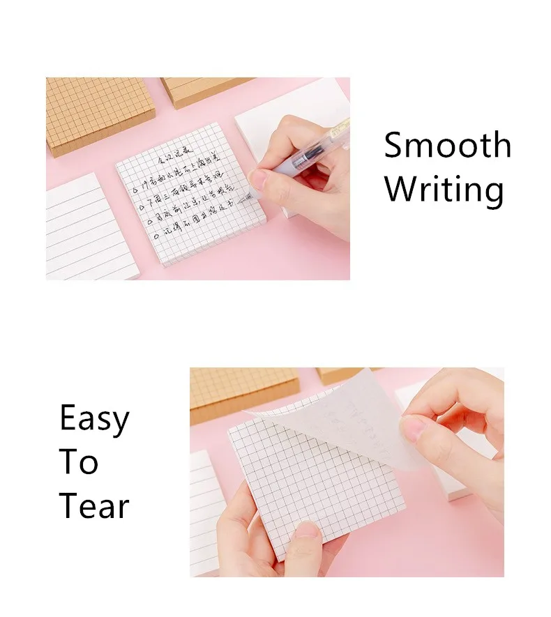Kraft Paper Grid Tabs Sticky Notes Memo Pad Stationery Memo Pads Sheets