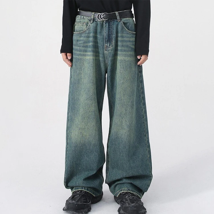 Heavyweight Straight Baggy Jeans Men Streetwear Hip-hop Wide Leg Men's ...