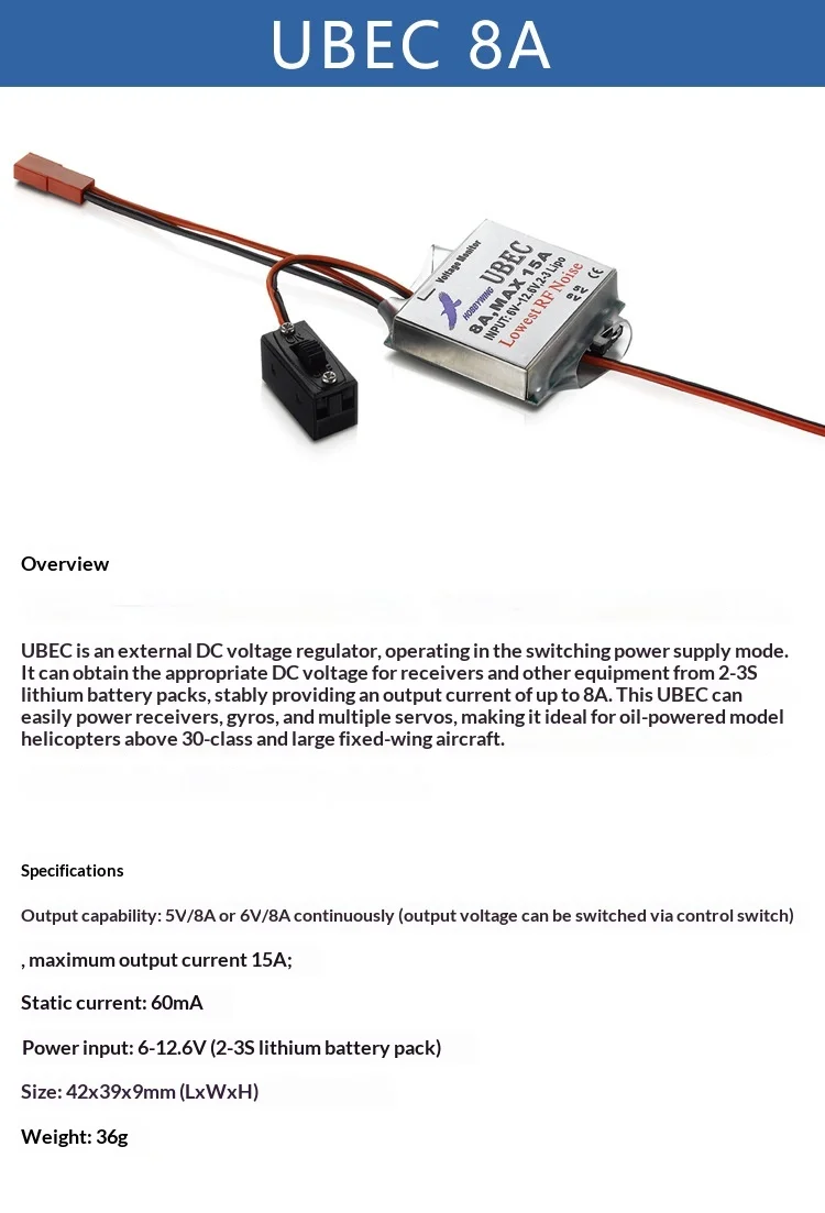 Dubec Power Module HobbyWing UBEC Module 3A 5A 8A 10A 25A Receiver Power Supply External ...