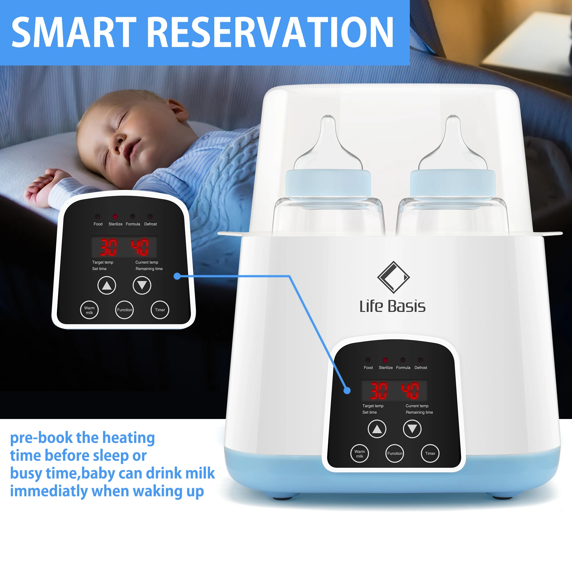 LCD touch screen home use electric baby feeding milk bottle warmer
