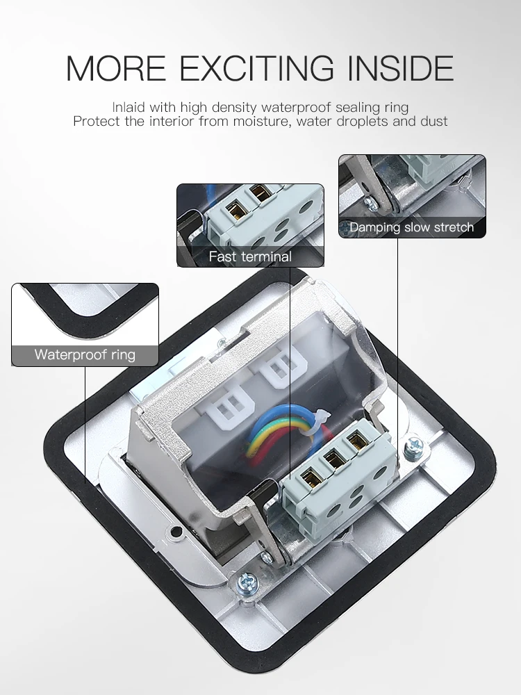 American standard stainless steel power 13A damping pop-up floor socket box