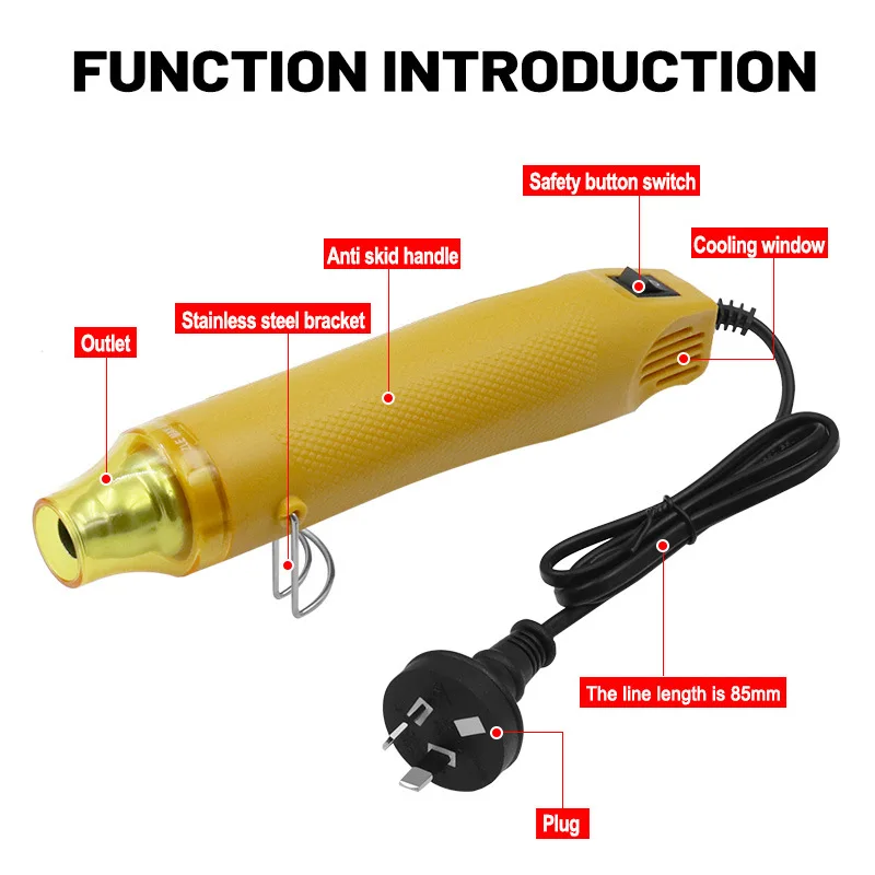 Mini Hot Air Gun,110v 300w Portable Heat Shrink Gun For Embossing