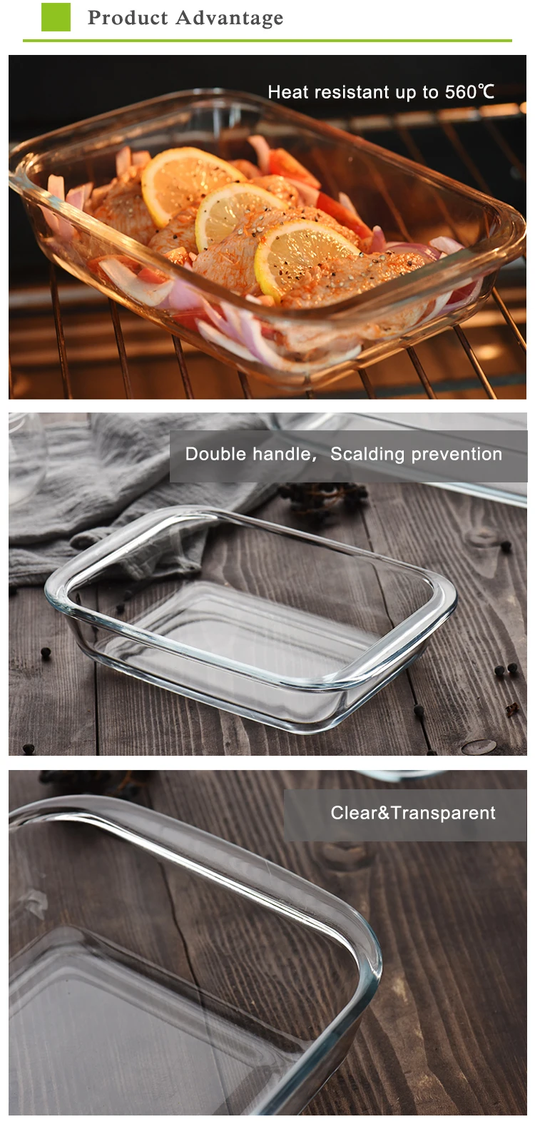 Oven Microwave Safe Glass Plate Rectangle Pan Tray Baking Glass Bakeware With Handle Buy Glass