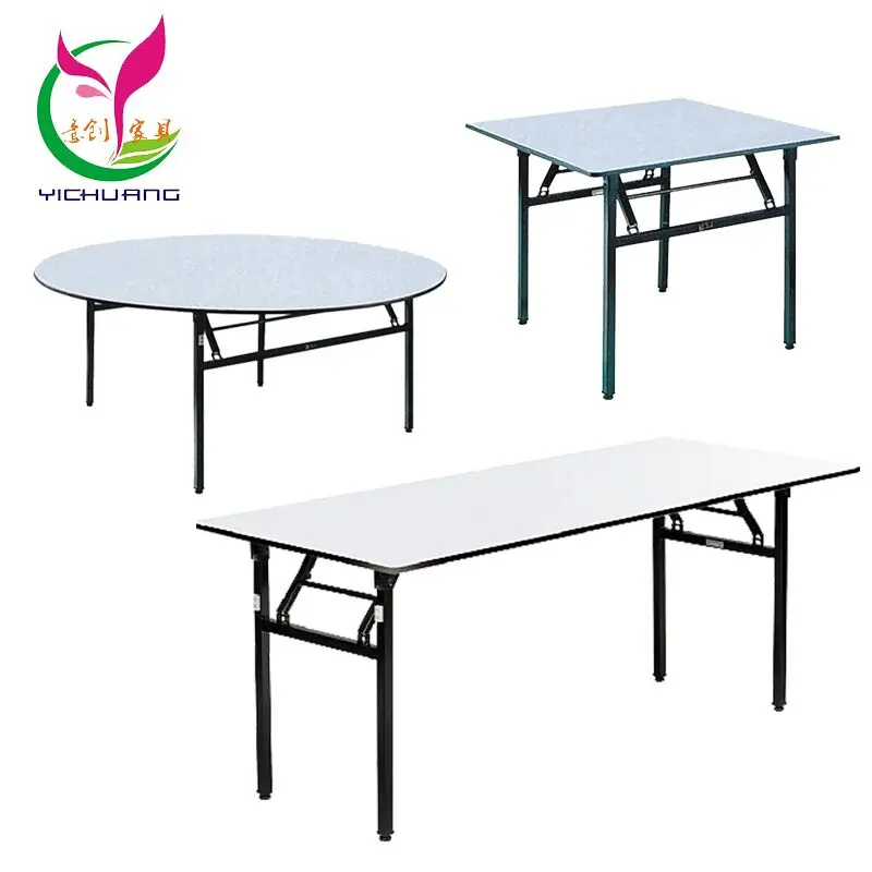 Yct0803 Hotel Banquet Hotel Iron Foldable Plywood Dining Table Buy