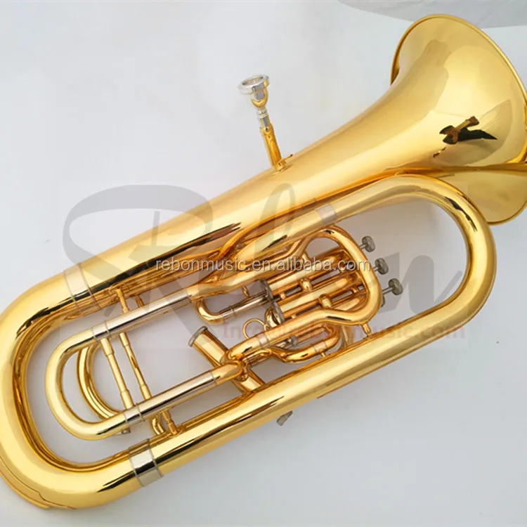 Weifang Rebon Bb Key High Quality Electrophoresis Gold Baritone Tuba