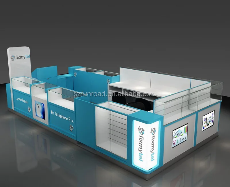 cell phone store furniture design cases display showcase kiosk with led light