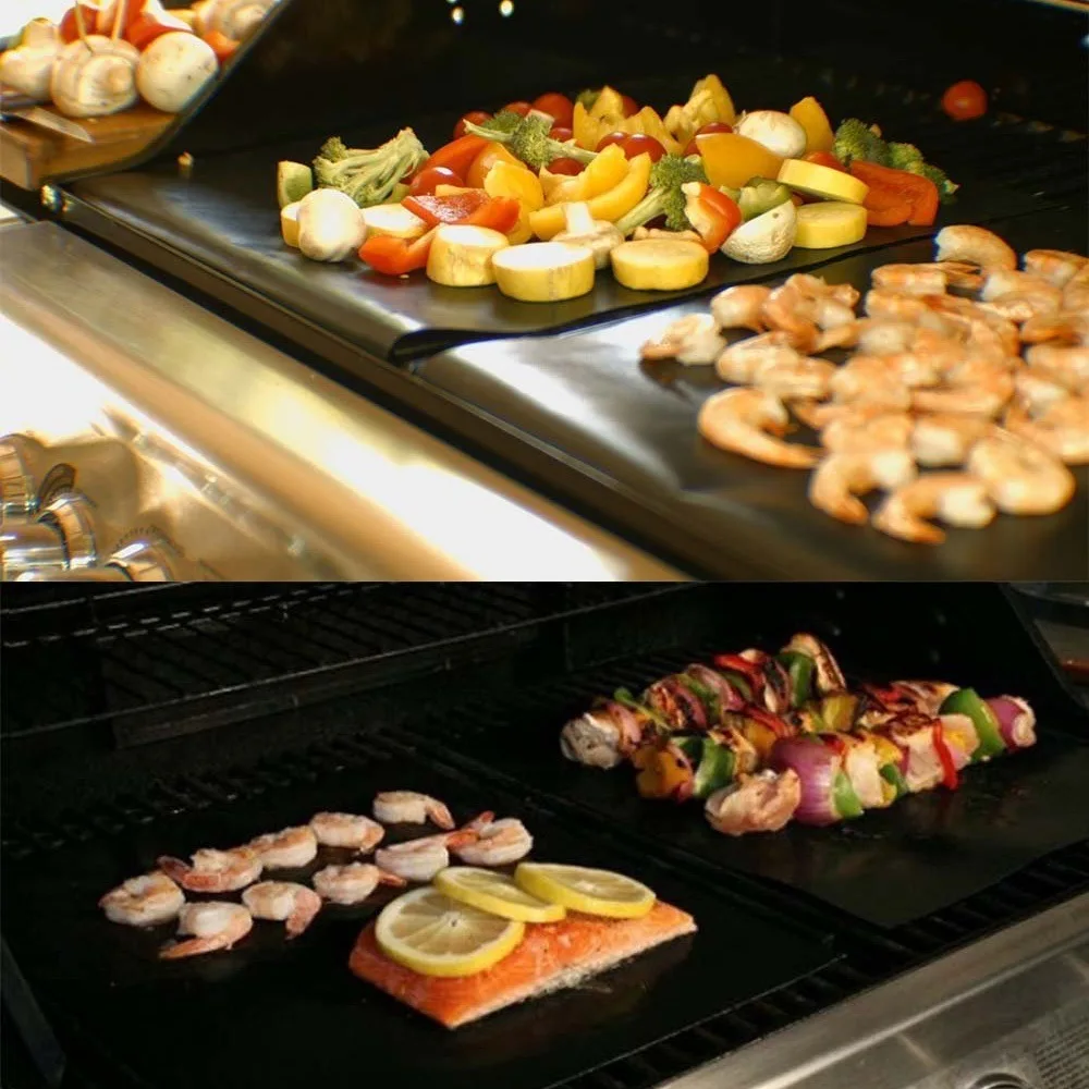 Outdoor BBQ Mat Non-Stick Reusable Waterproof Fireproof Portable for Charcoal Grilling Electric Grills Camping Outdoor Kitchen details