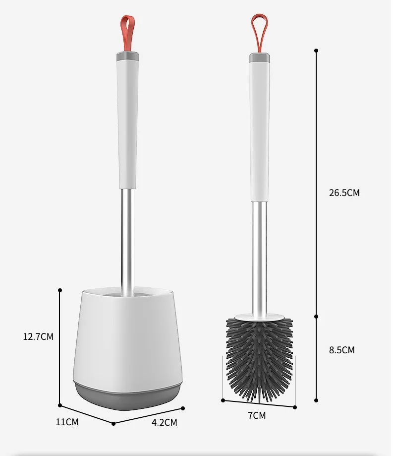 Silicone Head Toilet Brush Quick Drain Cleaning Tool Wallmounted Cleaning Brush Bathroom