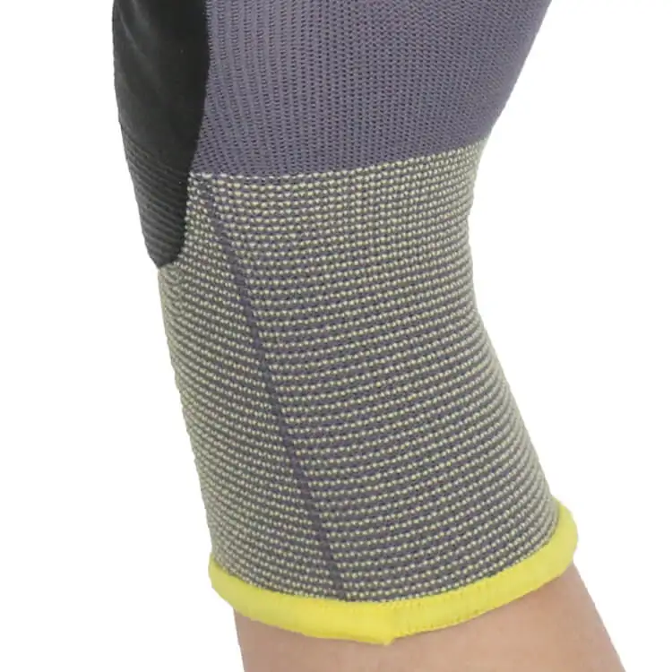 15G nylon cheap work wholesale black oil resistant hand safe palm coating nitrile gloves <span style=