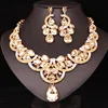 Coral Beads Rhinestone Diamond Copper Ally Jewelry Sets 24K Gold Elegant Necklace Earrings Bridal Wedding African Jewelry Sets