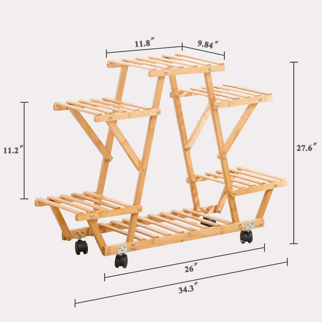 Bamboo Rolling 6-schicht Anlage Regal Multi-topf Regal Regal Innen Und