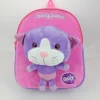 Pink Purple Kitty Kids Removable Plush Animal Backpack