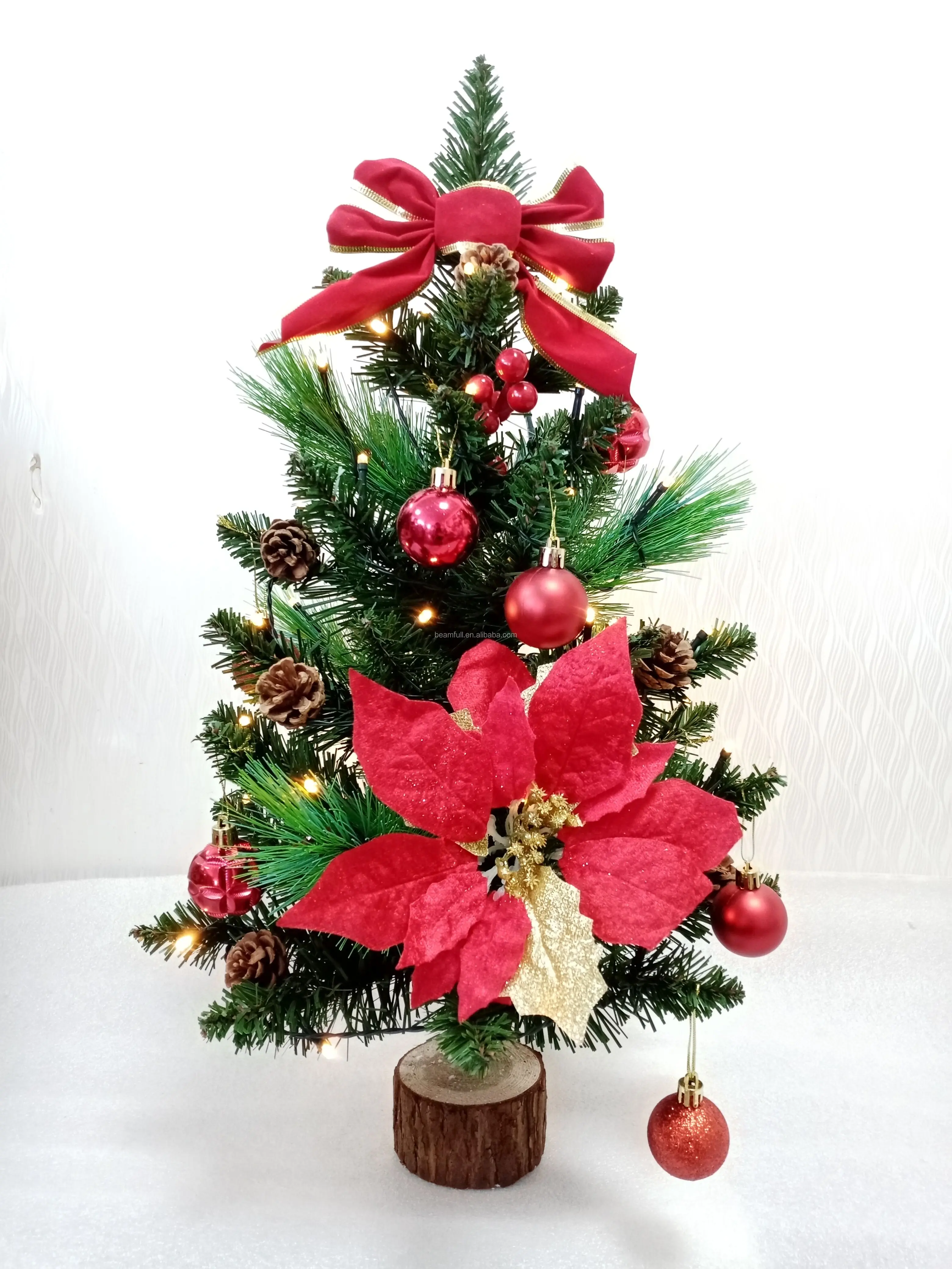 christmas decoration artificial pine needle and pvc mixed custom