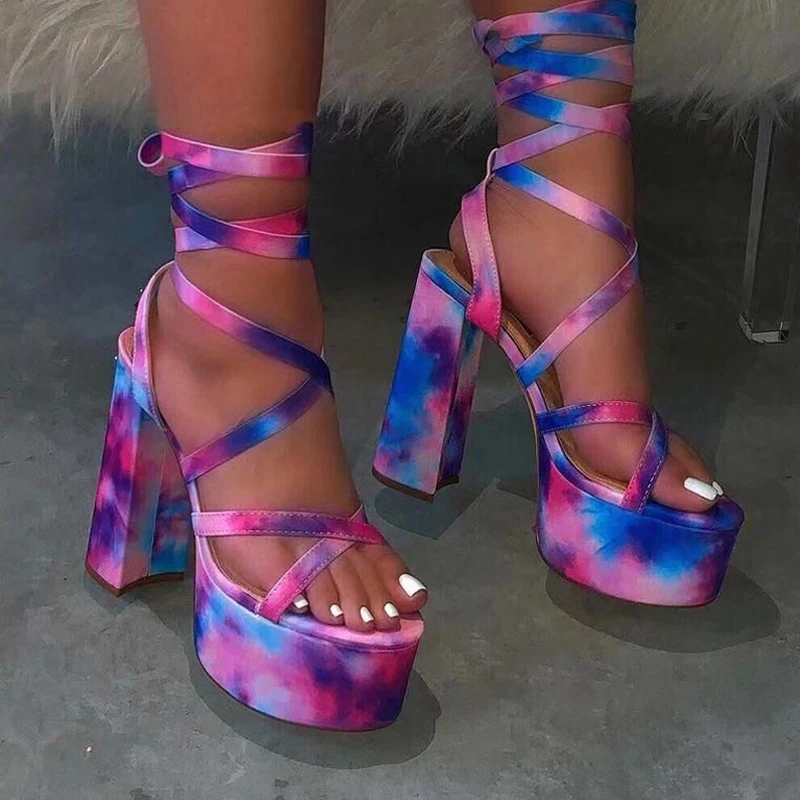purple thick heels