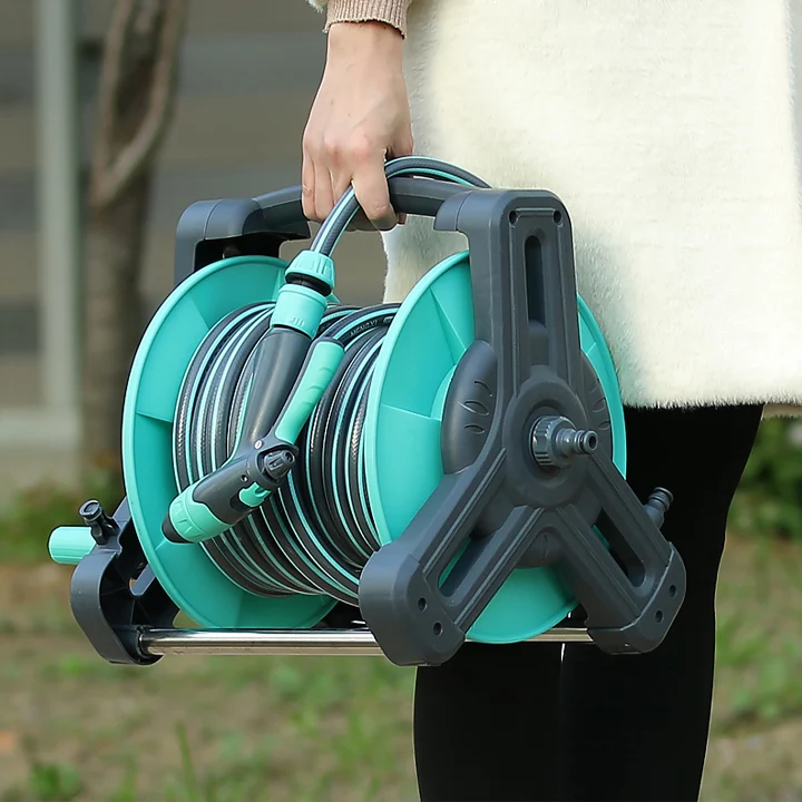 40m Andeca Hose Reel Cart Set Water Hose Holders For Outside With Water