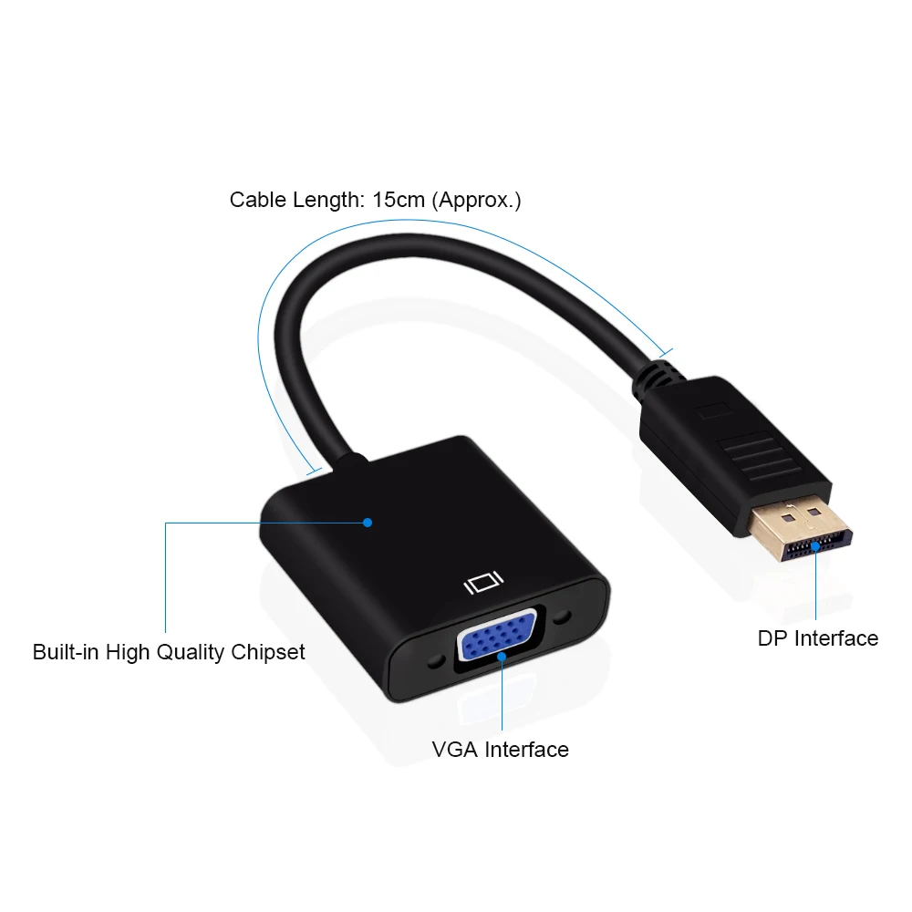SIPU factory price DP to VGA Cable DisplayPort Male to VGA Female Converter Adapter Cable for Laptop PC - ANKUX.COM