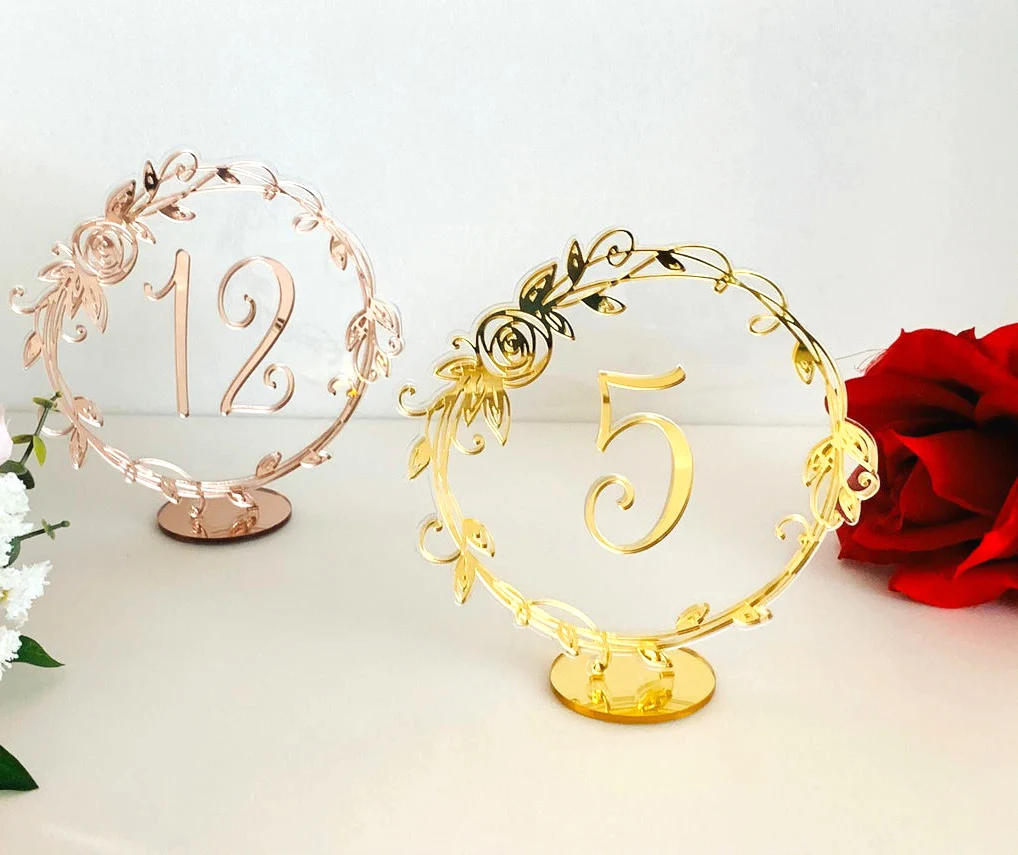 High Quality Laser Cut Acrylic Table Numbers Wedding Gold Mirror Table Decor Restaurant Table